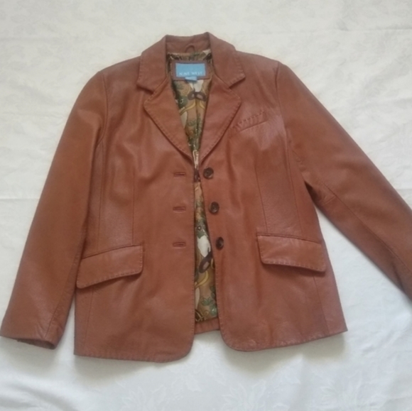Leather caramel brown jacket